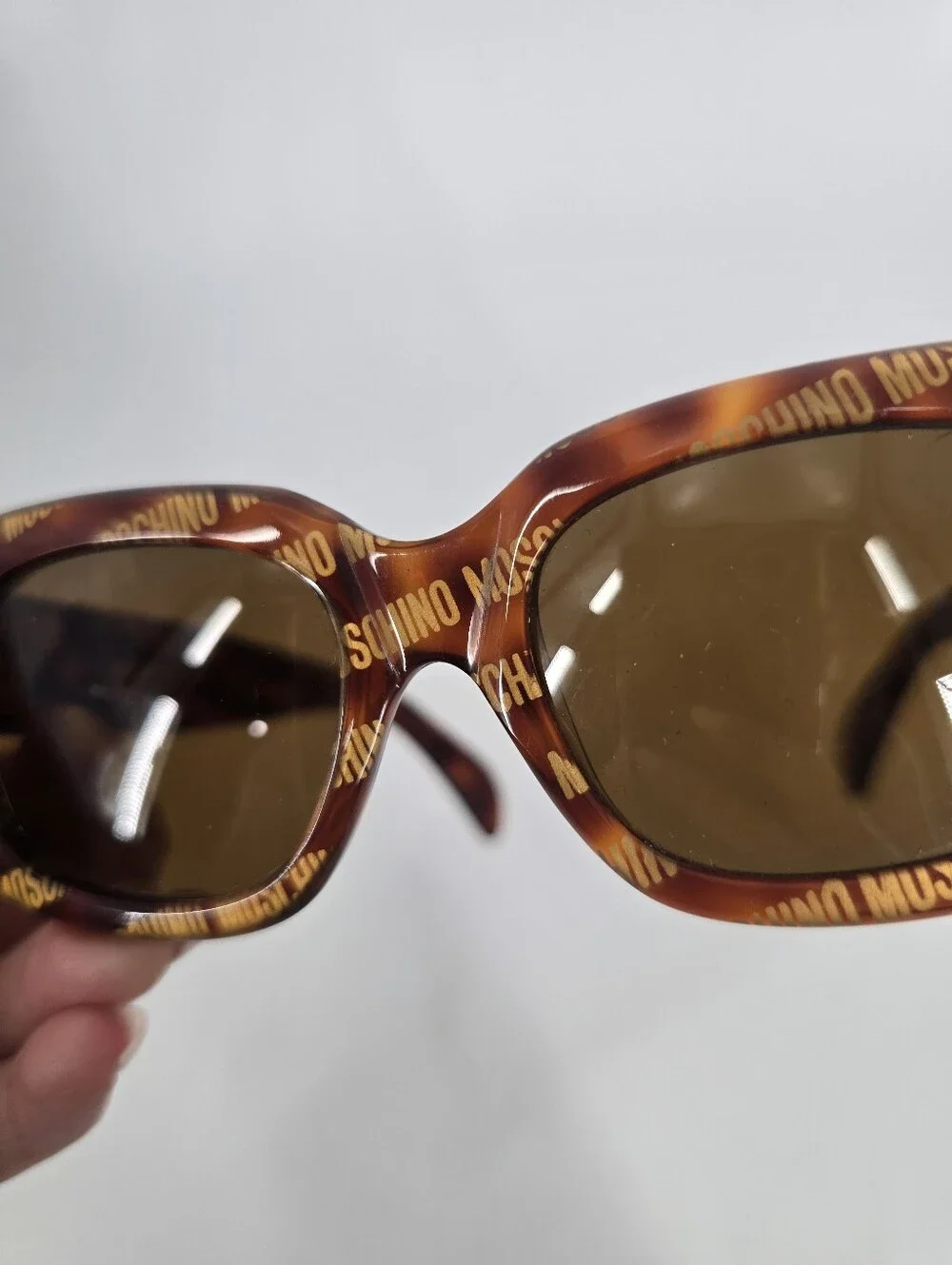 Moschino Brown Havana Tortoise Logo Spellout Sunglasses M251 140mm Made in Italy